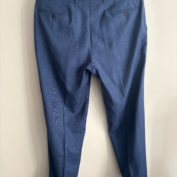 $2500 Canali Windowpane Blue Checked Suit - Size 46. Pants 38x31 - Picture 11 of 14